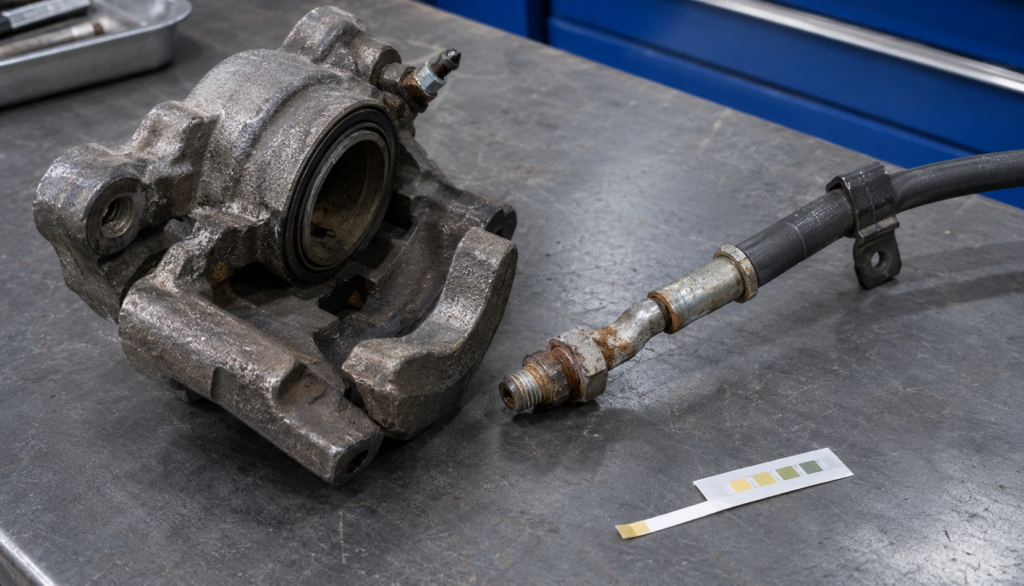 ChatGPT Image Sep 18, 2026, 04_35_56 PM Corroded brake line fitting from moisture buildup in fluid